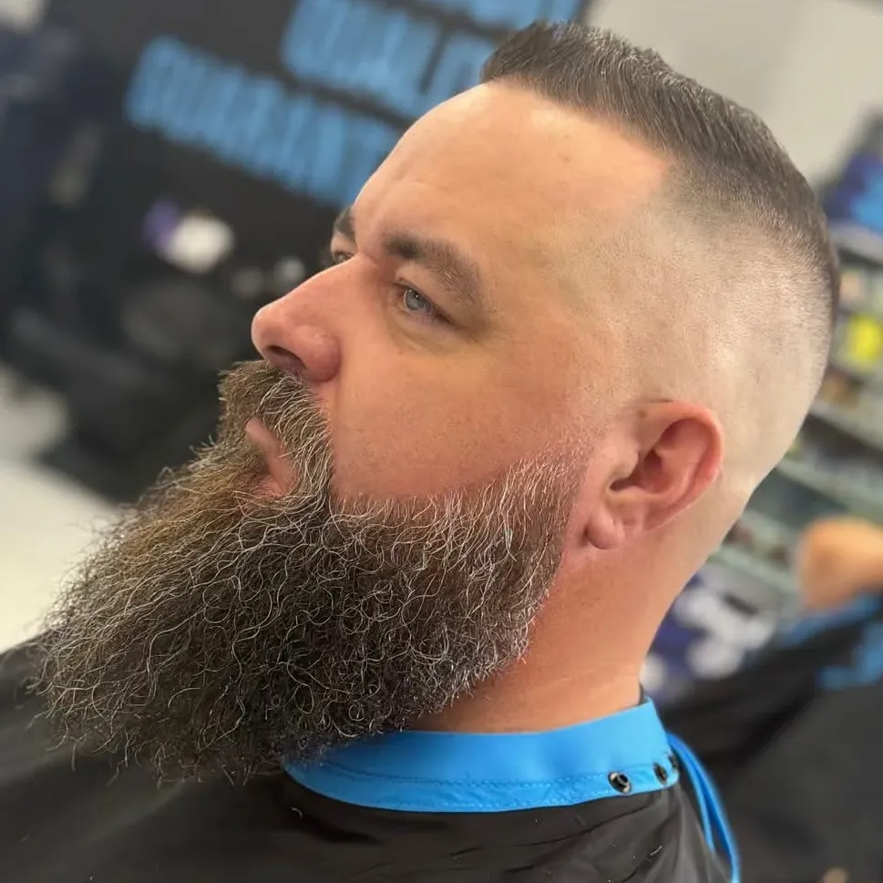 Modern textured fade haircut at Cape Coral barber shop